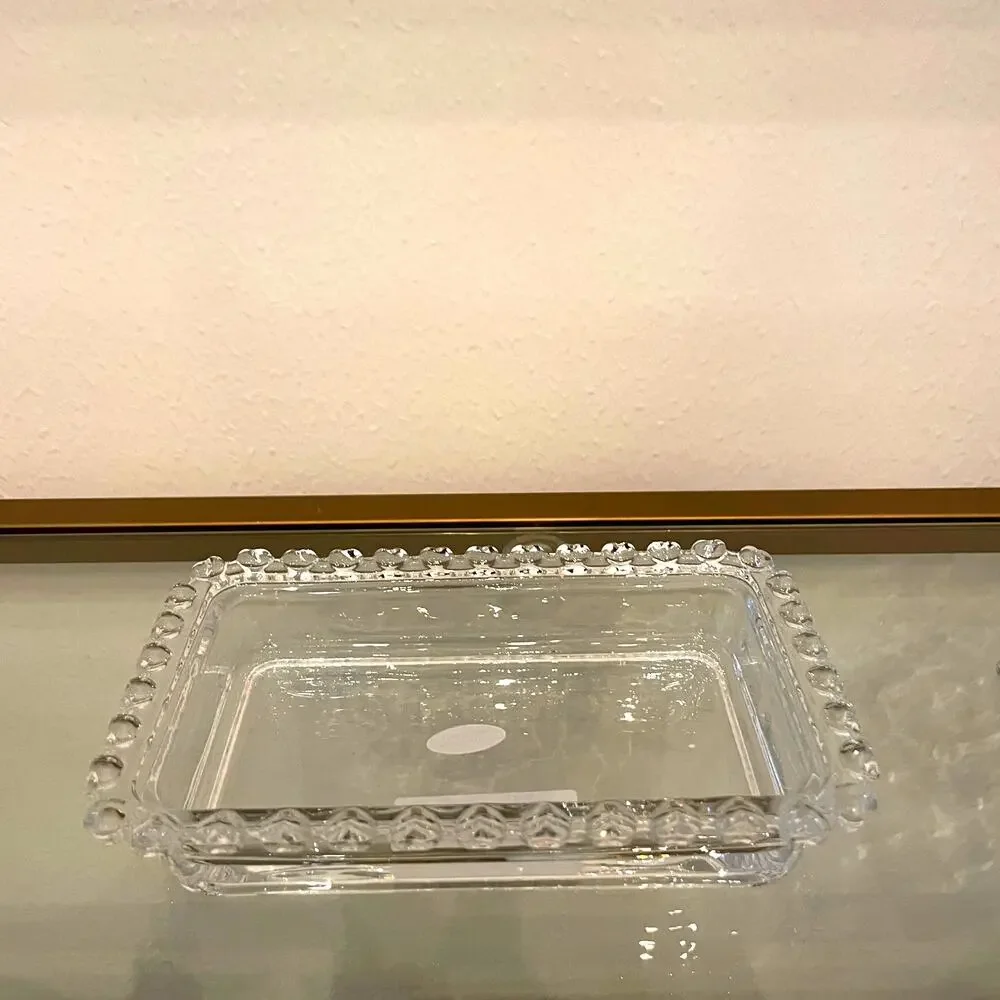 NEW Valentine Clear Glass Covered Butter Dish with Heart Handle
